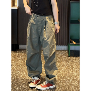 百搭显瘦宽松休闲裤 女2026春夏新款 风高腰阔腿弯刀裤 复古洋气工装