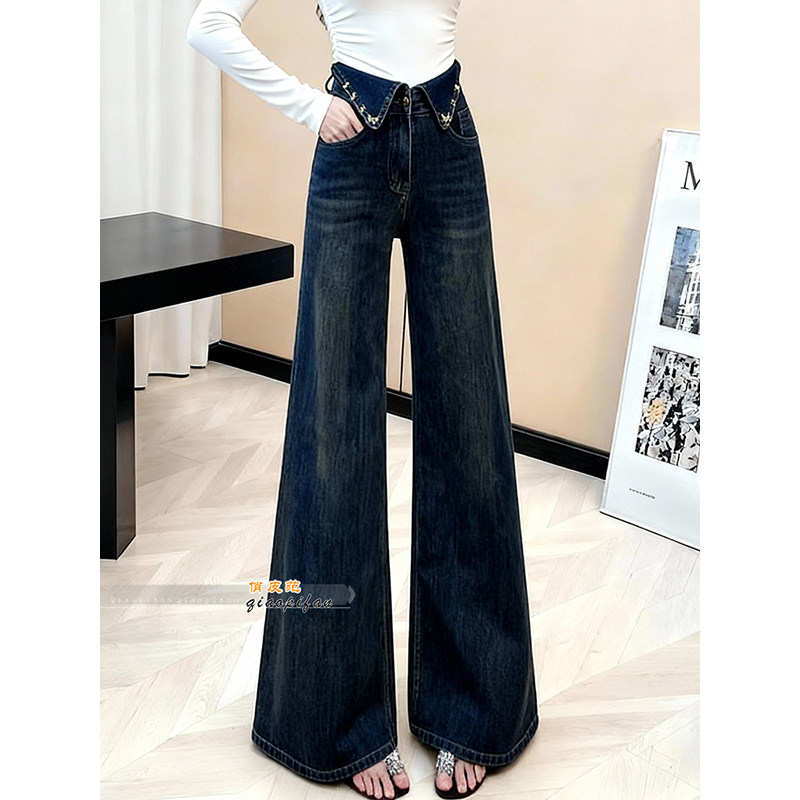 复古设计感高腰阔腿直筒牛仔裤女2026春季新款显瘦宽松微喇长裤,女装/女士精品,牛仔裤,淘宝优惠券,粉丝福利购,淘宝优惠卷