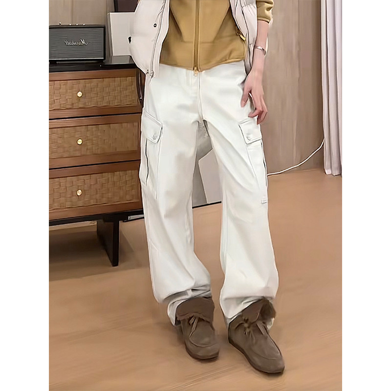 秋冬加厚保暖设计感工装阔腿裤女2026新款宽松显瘦百搭时尚弯刀裤