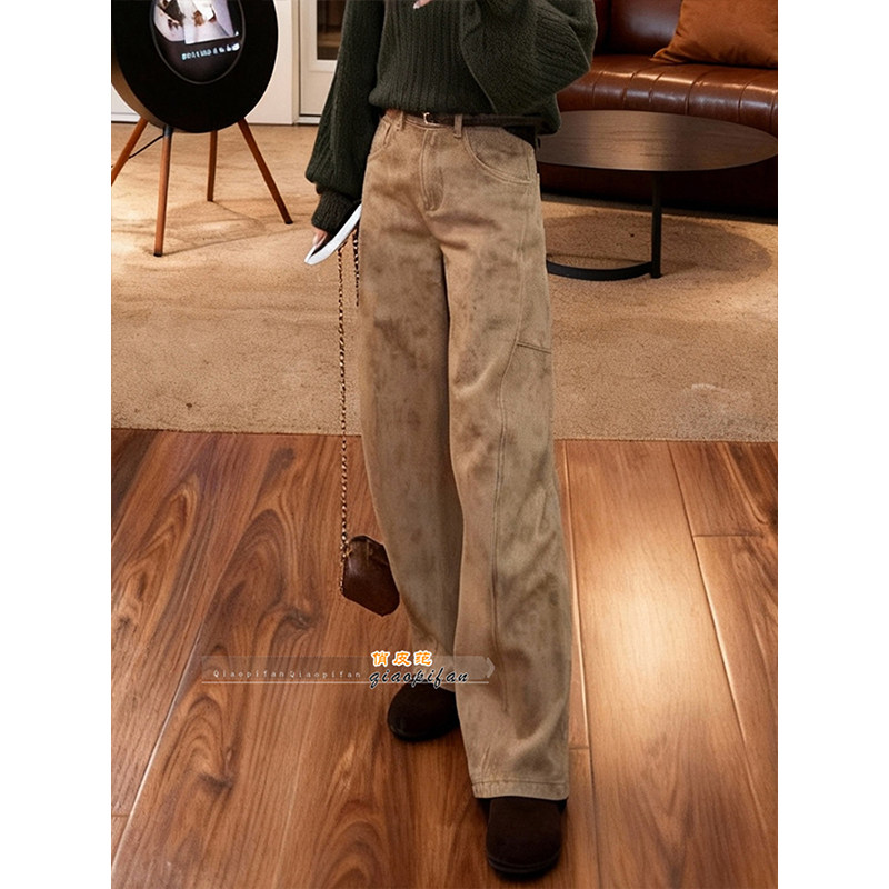 设计感小众高腰百搭阔腿牛仔裤女2026春季宽松显瘦时尚复古弯刀裤,女装/女士精品,休闲裤,淘宝优惠券,粉丝福利购,淘宝优惠卷