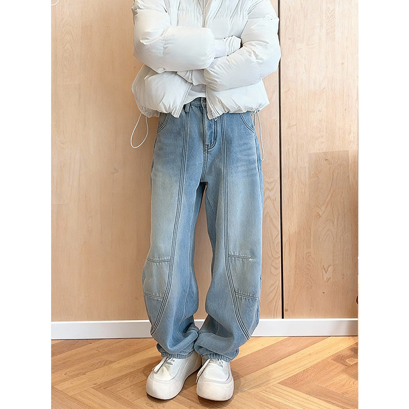 加绒加厚高腰水洗阔腿牛仔裤2025冬季宽松显瘦百搭休闲蓝色弯刀裤,女装/女士精品,休闲裤,淘宝优惠券,粉丝福利购,淘宝优惠卷