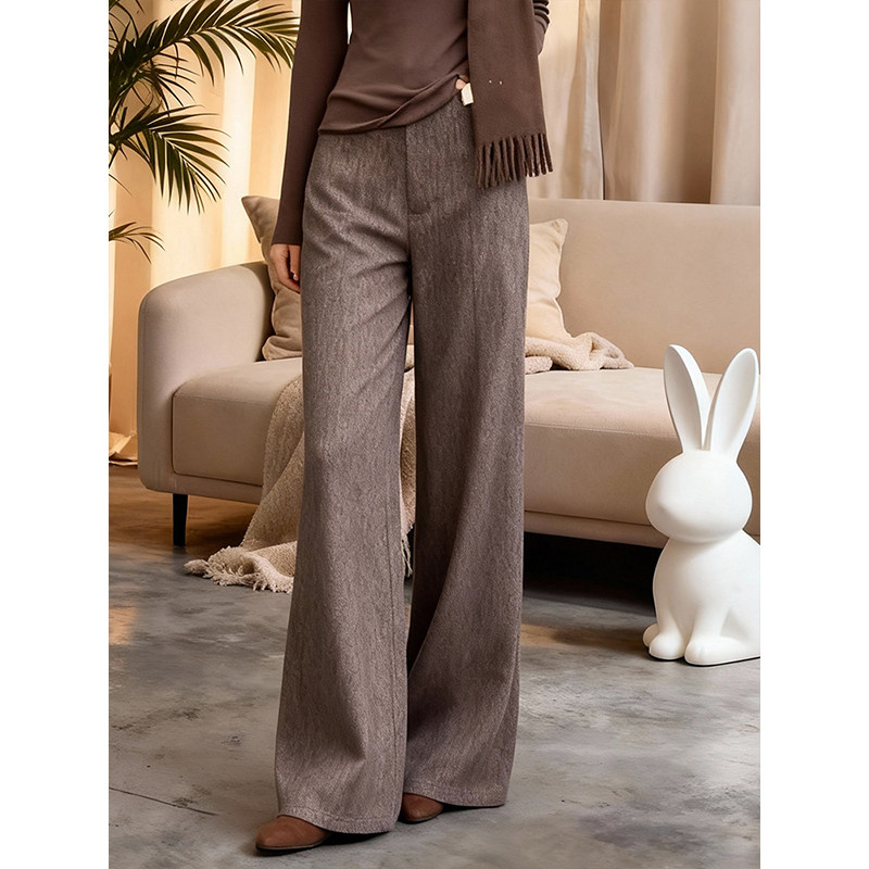慵懒风高腰百搭羊绒保暖阔腿裤2026春季毛呢垂感宽松显瘦休闲长裤,女装/女士精品,牛仔裤,淘宝优惠券,粉丝福利购,淘宝优惠卷