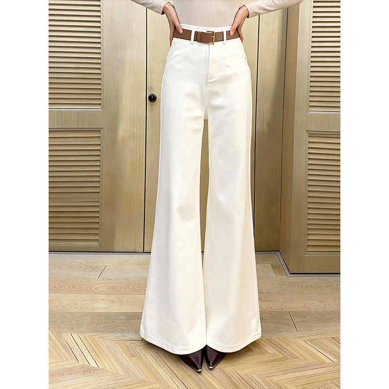 2026年春季新款时尚高腰米白色阔腿裤女百搭显瘦大码裤子高级感,女装/女士精品,大码裤装,淘宝优惠券,粉丝福利购,淘宝优惠卷