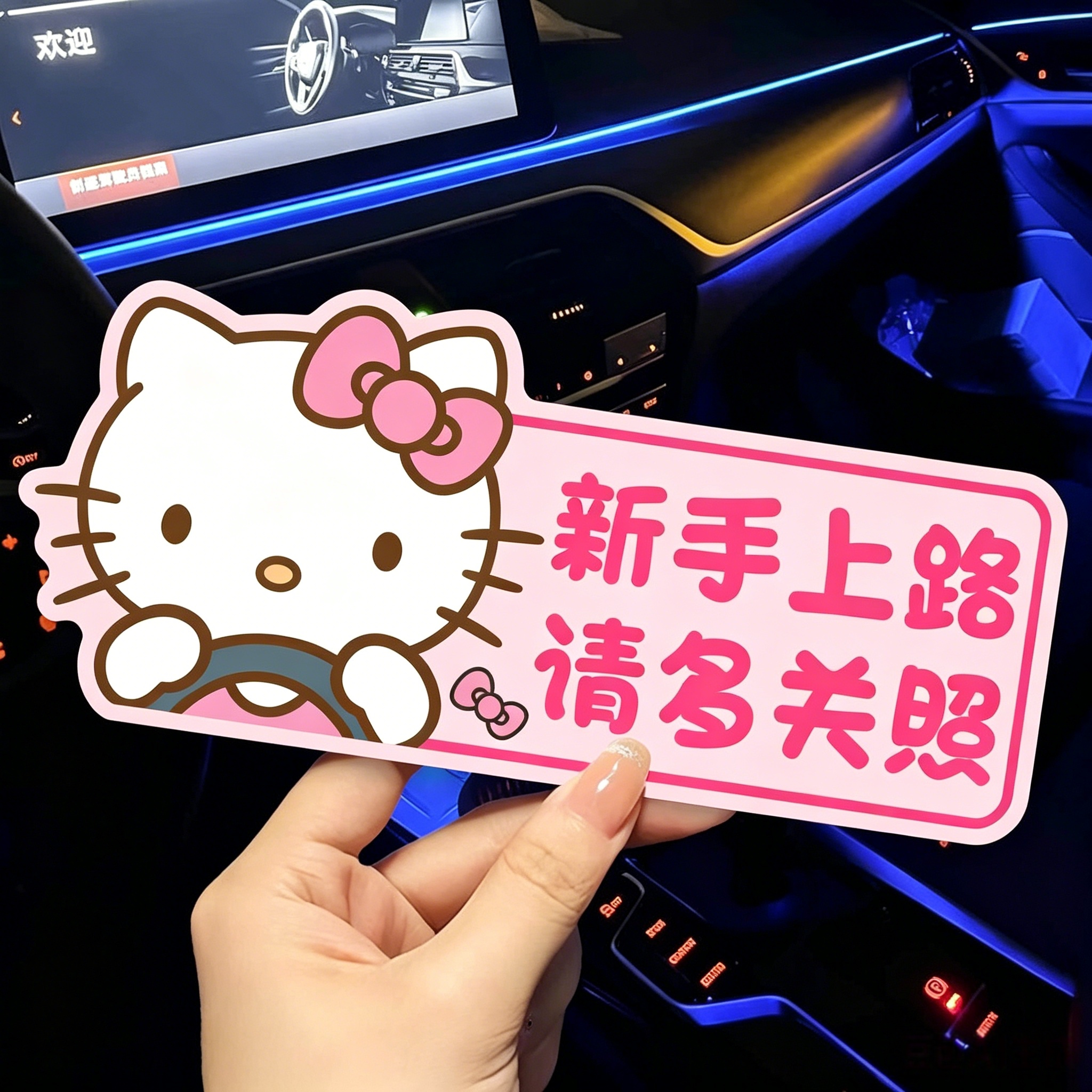 新手女司机实习标志新手上路磁吸可爱请多包涵胶贴摩托车贴纸磁性