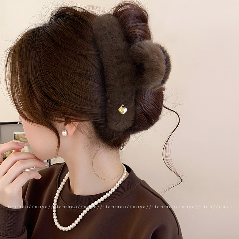 秋冬大号毛绒绒抓夹冬季毛毛发夹