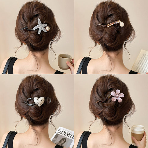 甜美花朵扭扭夹发夹女后脑勺盘发