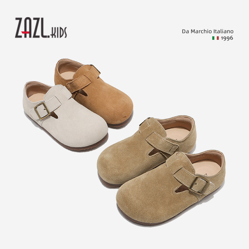 ZAZL儿童勃肯鞋2025新款春秋真皮软底宝宝单鞋女童休闲鞋男童板鞋