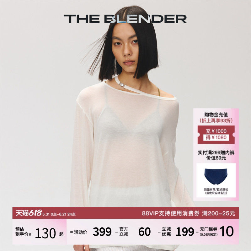 TheBlender宽松镂空设计长袖T恤