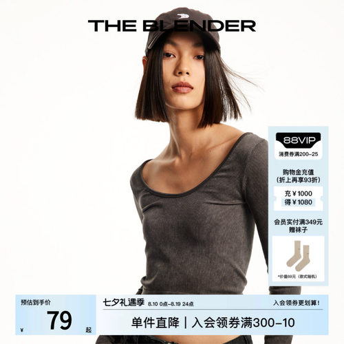 TheBlender砂洗罗纹长袖上衣T恤