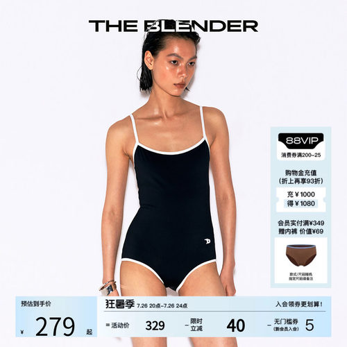 TheBlender度假撞色连体三角泳衣