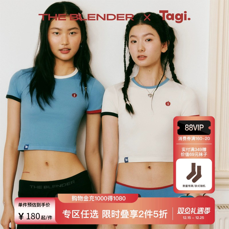TheBlender撞色苹果刺绣短袖T恤