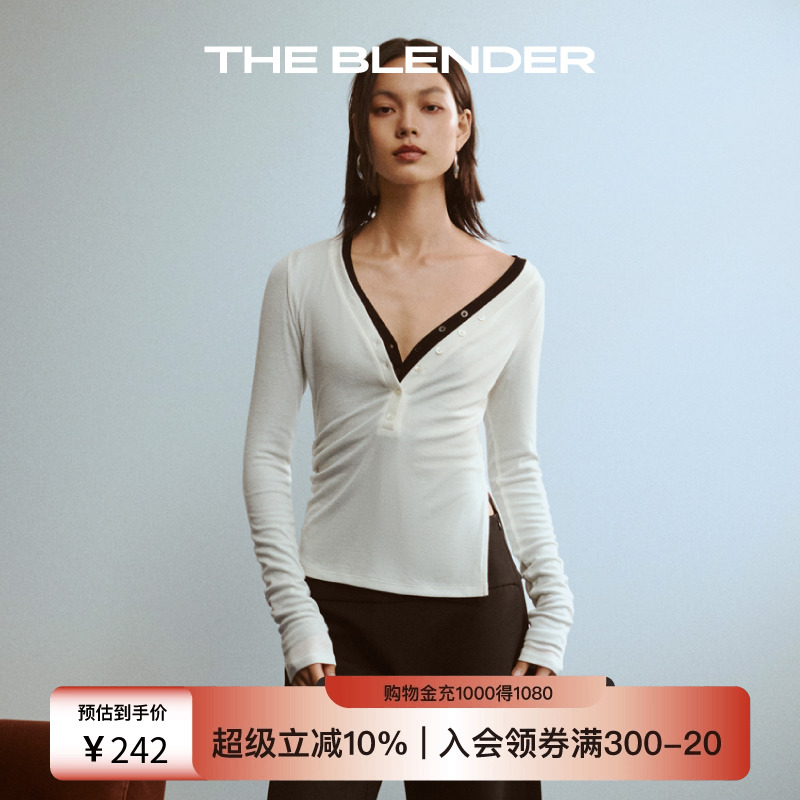 TheBlender不对称亨利领打底衫