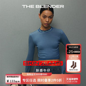 2件5折 The Blender肤感牛仔无缝针织轻运动短款 长袖 T恤
