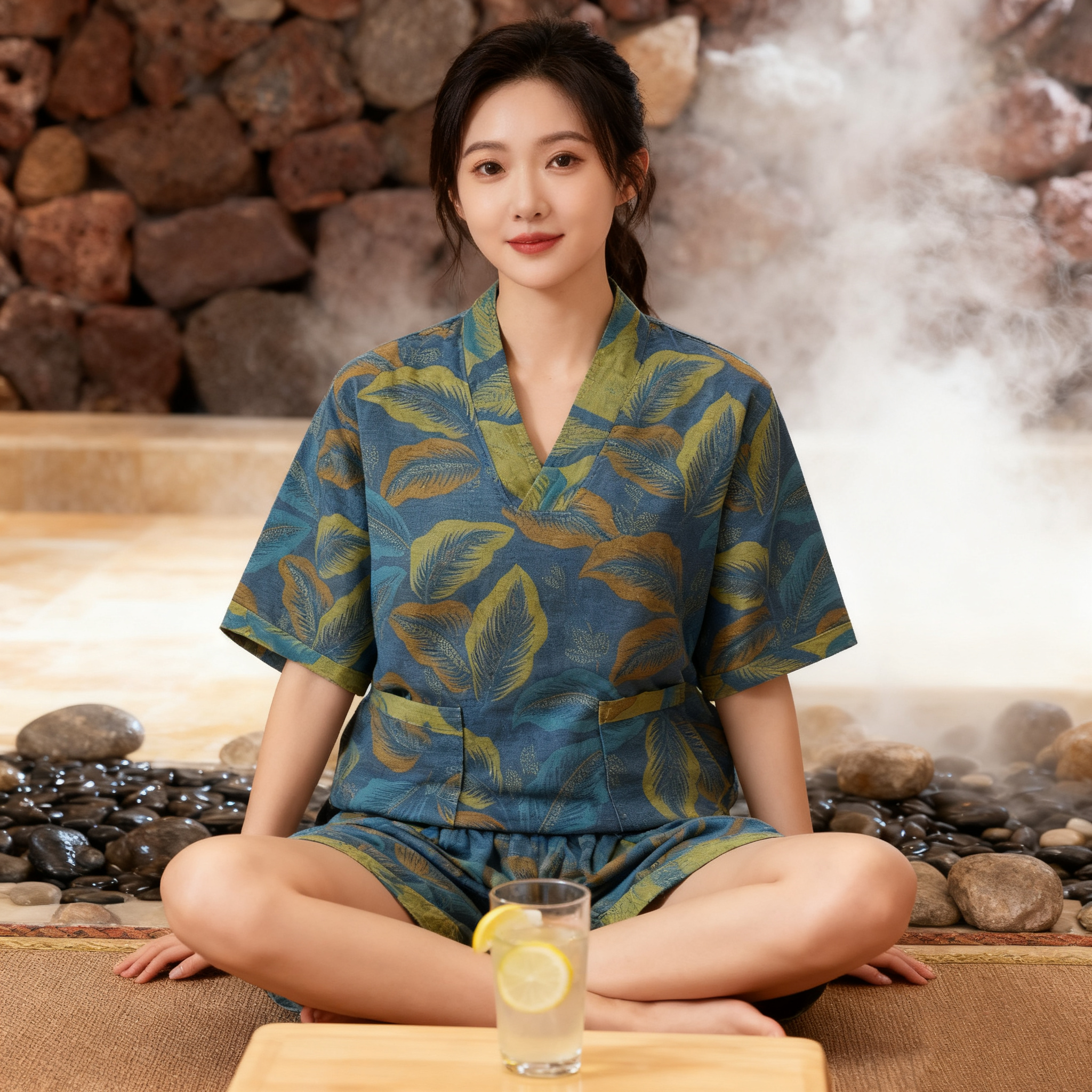 双层纱汗蒸服男女士全棉浴服纯棉家居服桑拿美容院透气薄款休闲
