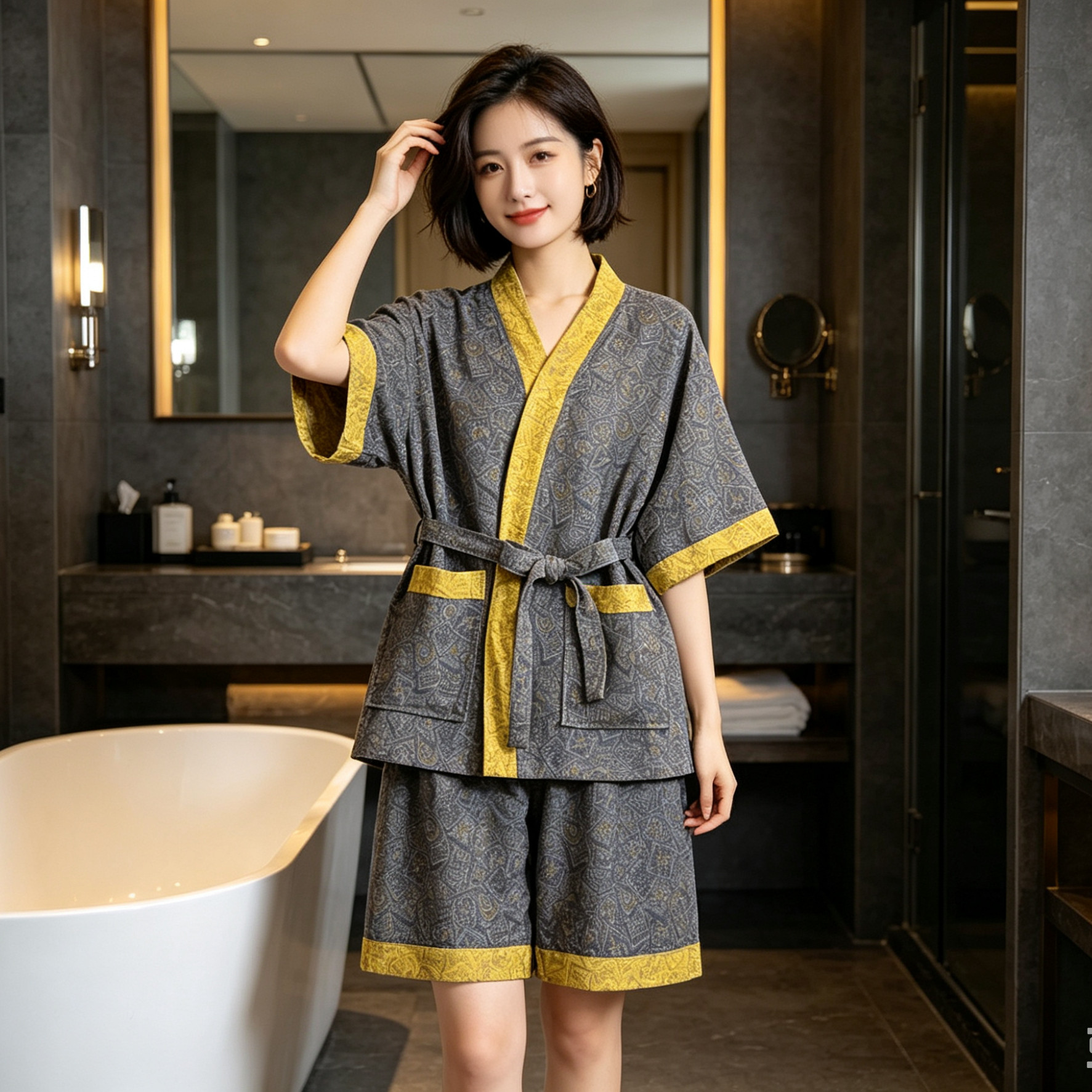 【好物体验专享】双层纱汗蒸服纯棉浴服全棉裸睡情侣家居服洗浴
