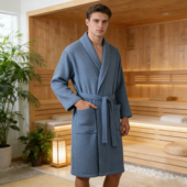 酒店日式 浴袍纯棉华夫格睡袍男女情侣游泳吸水速干浴衣家居服四级