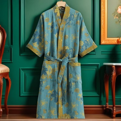 双层纱布浴袍纯棉夏季薄睡袍睡衣