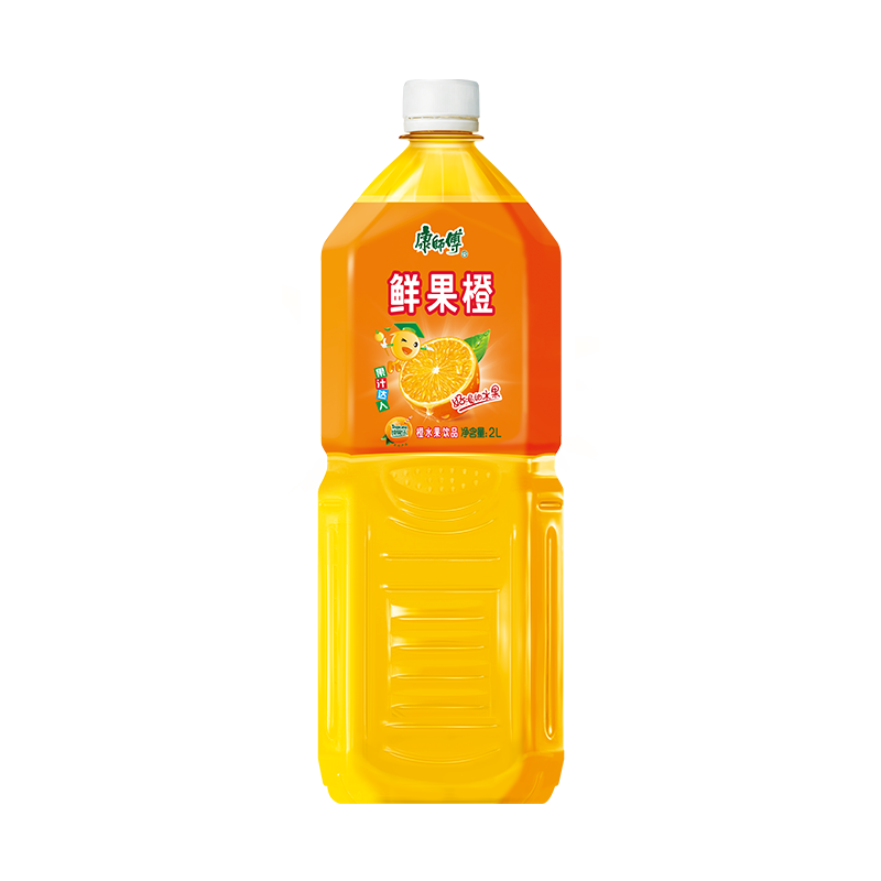 康师傅鲜果橙汁2000ml*2瓶整箱水果味饮料瓶装饮品批发团购2升