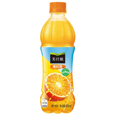 美汁源果粒橙饮料450ml*5瓶12瓶装整箱 果汁橙汁味饮品可口可乐产