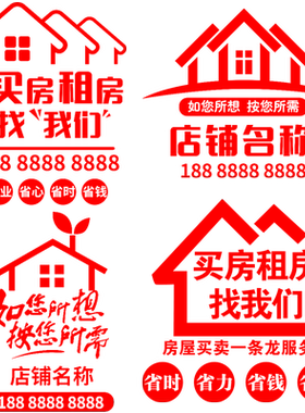 房产中介店面玻璃门贴可文字定制