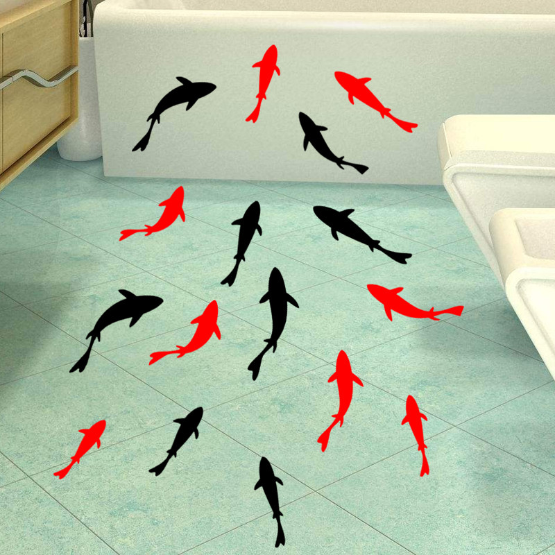 防水耐磨自粘小招财鱼地砖贴遮挡装饰补瑕疵海豚地板玻璃贴墙贴纸,家居饰品,软装墙贴,淘宝优惠券,粉丝福利购,淘宝优惠卷