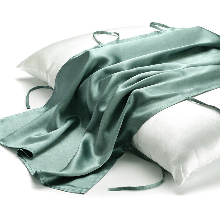 22姆米重磅真丝枕巾00桑蚕丝枕头巾丝绸护肤透气丝滑6根绑带包邮