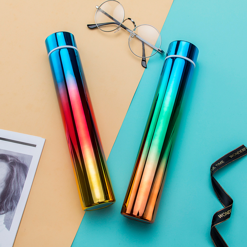 渐变色细长炫彩时尚ins保温杯