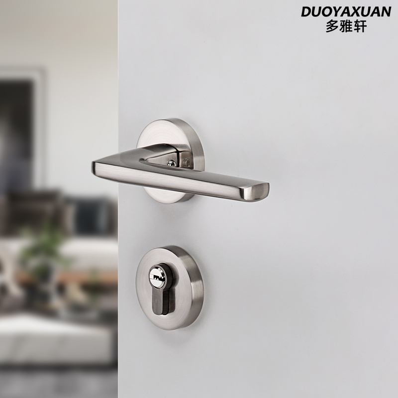 锌合金黑色室内卧室房门锁家用磁吸实木门把手锁具通用型分体静音