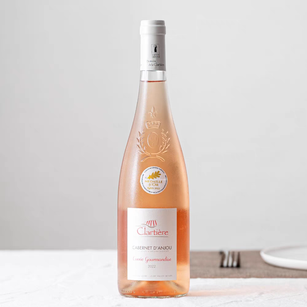 清新草莓香气 法国卢瓦尔河安茹品丽珠半甜桃红葡萄酒 高颜值礼物