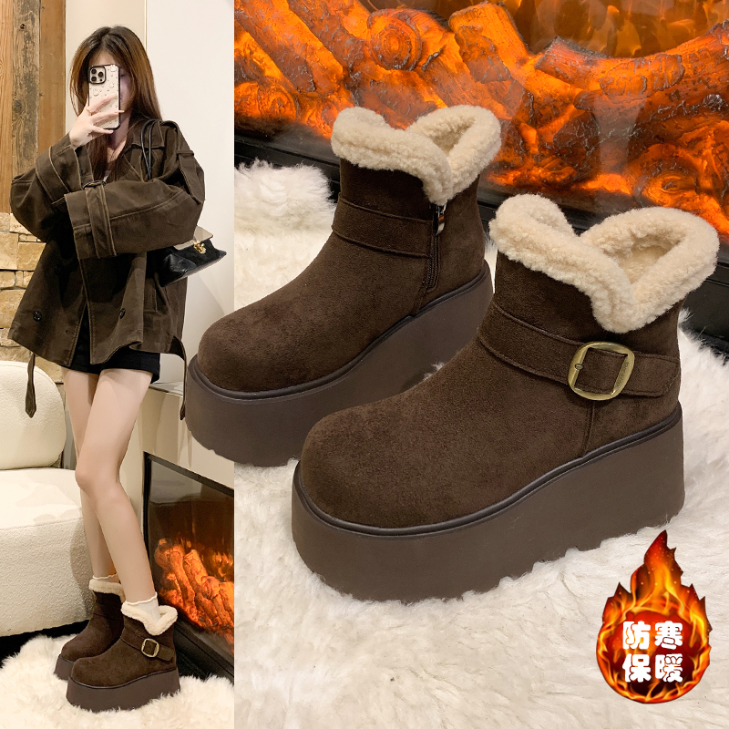 内增高棉鞋松糕鞋一脚蹬勃肯鞋