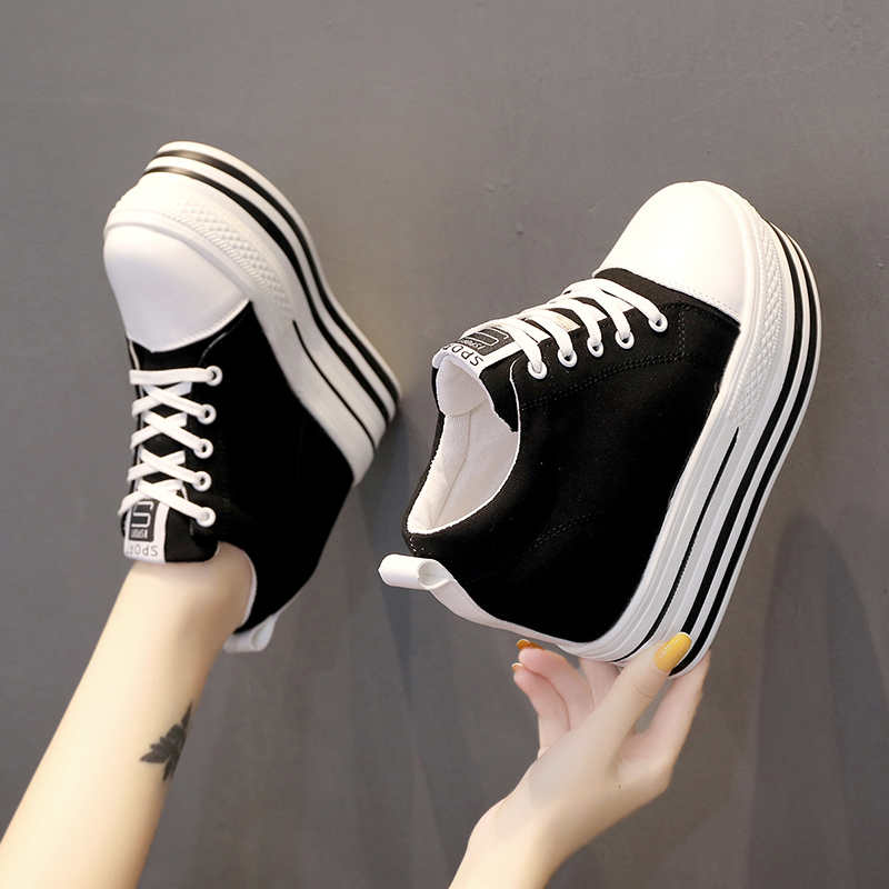 韩版内增高女鞋帆布鞋显瘦透气