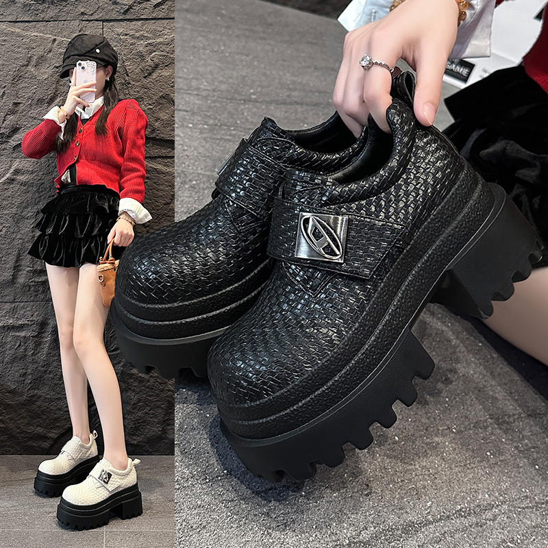 欧洲站编织大头皮鞋女金属扣JK乐福鞋厚底松糕单鞋潮鞋小个子女鞋,女鞋,乐福鞋（豆豆鞋）,淘宝优惠券,粉丝福利购,淘宝优惠卷