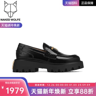 松糕底乐福鞋 女2025秋季 FLAWED黑色小皮鞋 Naked Wolfe英国潮牌