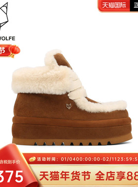 Naked Wolfe英国潮牌/BAMBI早秋厚底翻毛雪地靴女羊皮毛加绒加厚