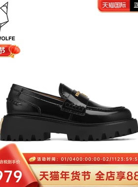 Naked Wolfe英国潮牌/FLAWED黑色小皮鞋女2025秋季松糕底乐福鞋