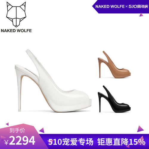 Naked Wolfe英国潮牌/River 夏季女鞋漆皮鱼嘴超高跟宴会凉鞋女