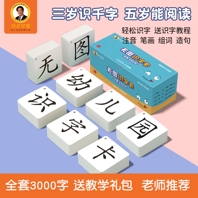 冯式早教儿童识字卡3000字幼儿园宝宝无图识汉字生字卡片认字神器 玩具/童车/益智/积木/模型 玩具挂图/认知卡 原图主图