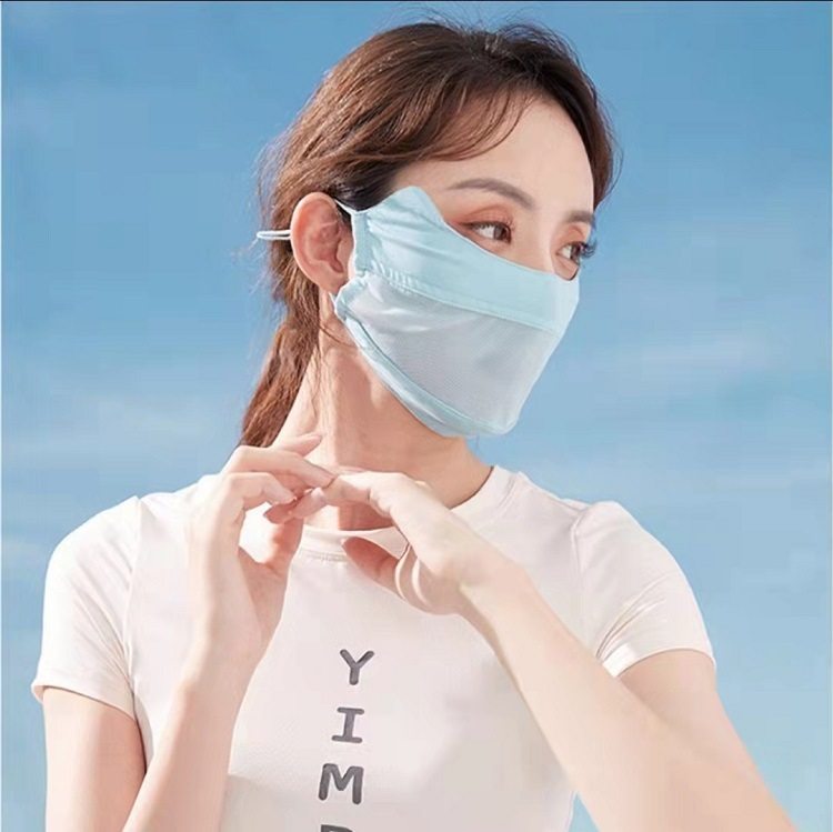 新款防晒戴口罩女生夏季薄款网纱透气冰丝透气护眼角遮阳夏款面罩