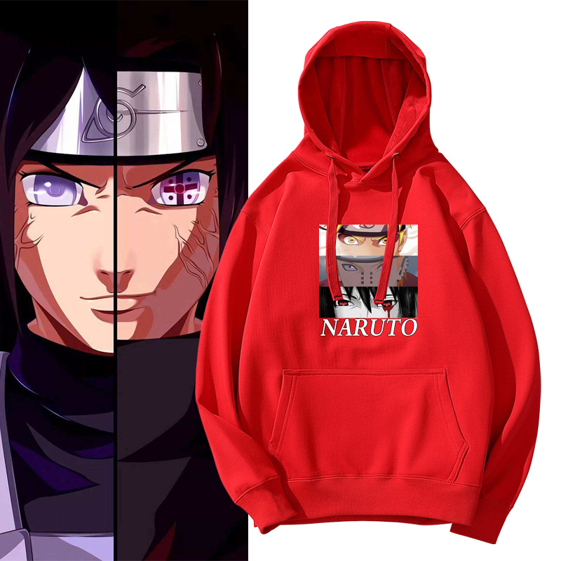 火影忍者晓男女情侣休闲连帽卫衣青少年运动加绒春秋季外套衣服