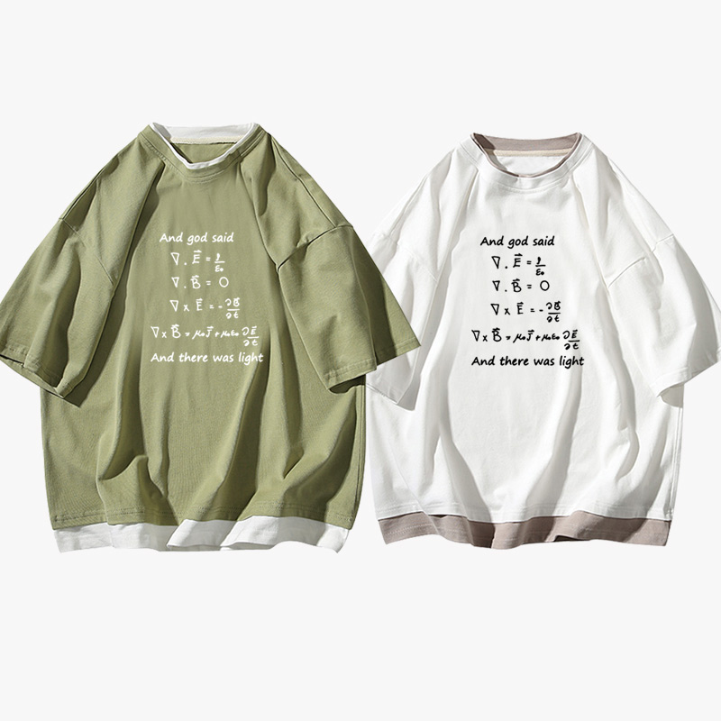 数学物理公式假两件夏季短袖T恤