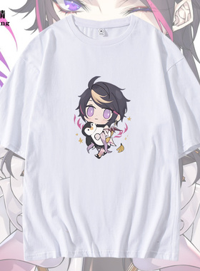 Luxiem彩虹社虚拟偶像vox akuma男青少年纯棉短袖T恤夏季衣服