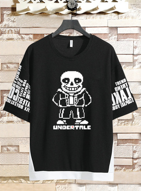 传说之下undertale 周边sans审判眼骷髅兄弟男假两件半袖衣服夏季