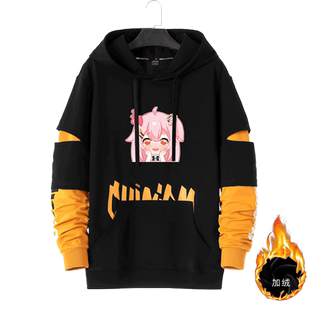 虚拟主播vtuber永雏塔菲周边秋冬季加绒男青少年连帽休闲卫衣