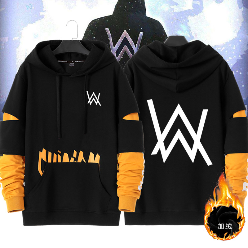 艾伦沃克alanwalker同款休闲加绒卫衣男青少年宽松衣服