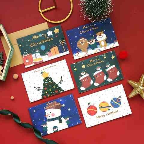 圣诞树贺卡圣诞卡片儿童圣诞节明信片christmascard雪人小鹿diyw8