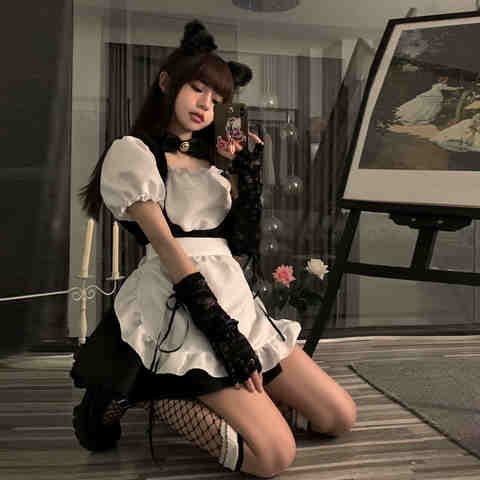 猫咪女仆装长裙黑丝cosplay女装制服女佣角色扮演猫女服装套装w9