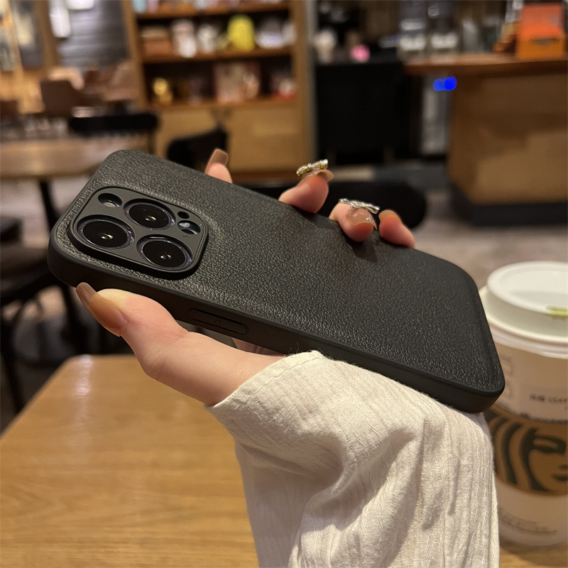 黑色精孔皮质简约适用苹果16手机壳新款16promax套iphone16pro硅胶苹果15防摔苹果13全包14超好看12女ProMax