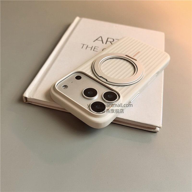 白色磨砂瓦楞纹磁吸支架适用苹果17手机壳新款iphone17套苹果17promax全包苹果16防摔苹果15硅胶14pro外壳13