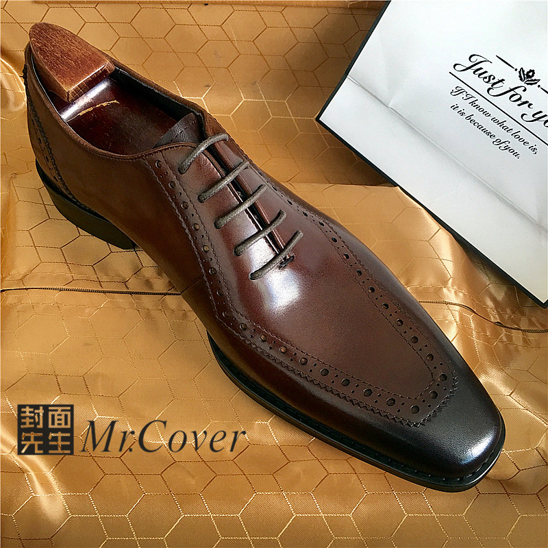 手工皮鞋男英伦风雕花西装鞋