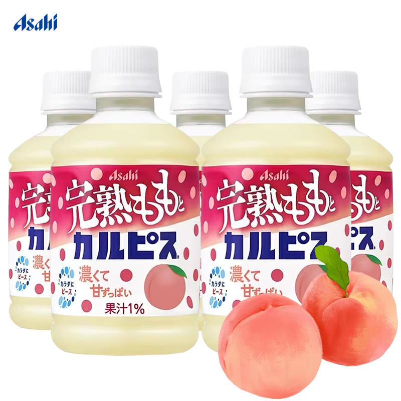日本进口朝日可尔必思完熟白桃味乳酸菌风味饮料280ml*3瓶 限定款 - 实物图